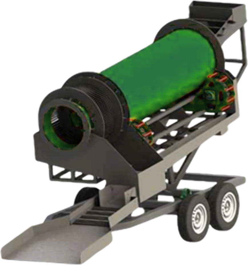 Reverse Helix Trommel RHT-4 · 15 – 20 TPH, Alluvial · Mobile by TUNOTEX